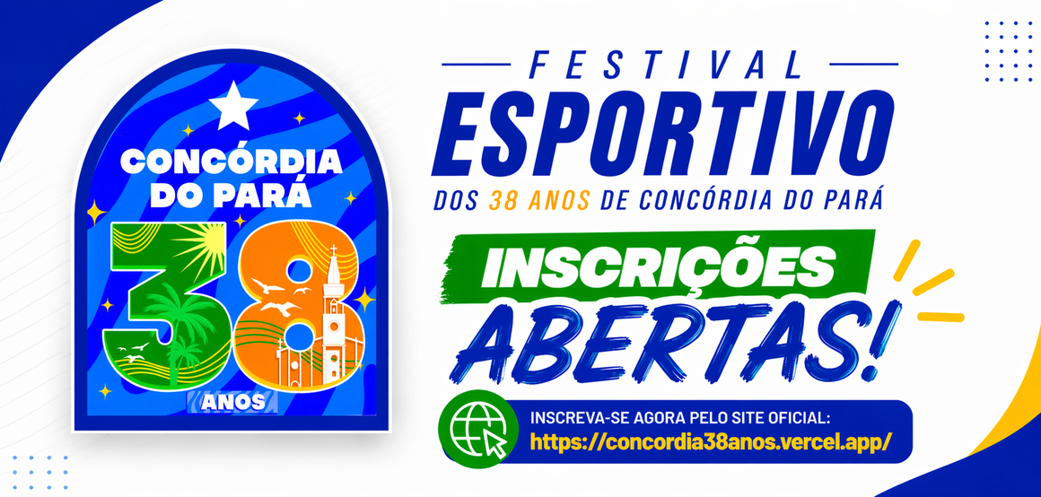 Inscrições abertas para o Festival Esportivo dos 38 anos de Concórdia do Pará